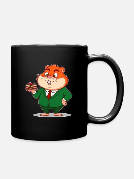 Hamster avec une portion de gâteau - Mug uni - noir