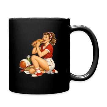 Déjeuner sportif rétro Pin-Up : design Funny Eater - Mug uni - noir - Droite