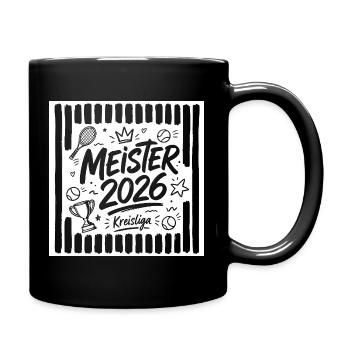 ennis Meister 2026, Kreisliga Sieger Shirt weiß - Tasse einfarbig - Schwarz - Rechts
