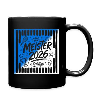 Tennis Meister 2026, Kreisliga Sieger blau weiß - Tasse einfarbig - Schwarz - Rechts