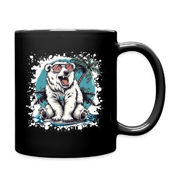 Eisbär Sommer Urlaub - Tasse einfarbig - Schwarz - Rechts