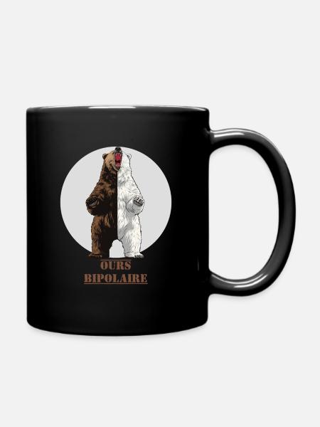 BIPOLARER BÄR! - unkonventioneller psychologischer Humor - Tasse einfarbig - Schwarz
