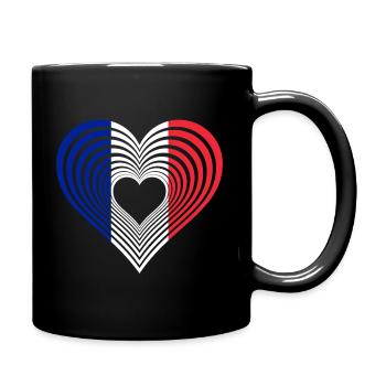 Heart flag French line art.  France. Fran - Full Colour Mug - black - Right