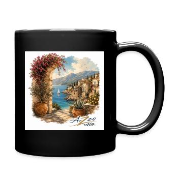 Designer Azzo-Küstenzauber-Blütenbogen am Meer - Tasse einfarbig - Schwarz - Rechts