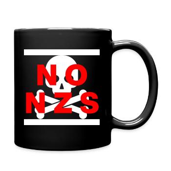 NO NZS, NEVER AGAIN, ANTIFASCISM, NO AFD red - Full Colour Mug - black - Right