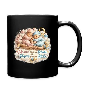 Kleiner Schatz: Mamas Liebe, Papas Stolz - Tasse einfarbig - Schwarz - Rechts