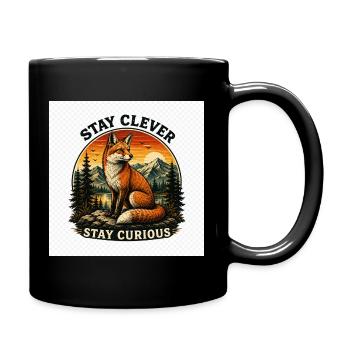 Stay Clever Stay Curious Fox Vintage - Full Colour Mug - black - Right