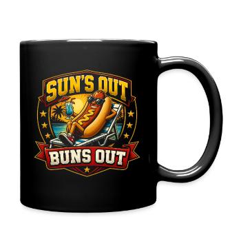 Sun out, rolls out, funny hot dog - Full Colour Mug - black - Right
