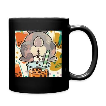 Bubble Tea Boba Drôle de Lapin mignon - Mug uni - noir - Droite