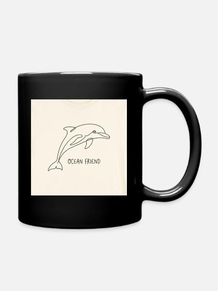 Art en ligne de dauphin : Ami de l’océan - Mug uni - noir