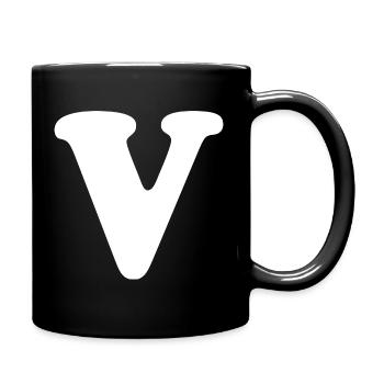 Large V Style Print | Letter V | V Logo - Full Colour Mug - black - Right