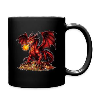 A fiery dragon guarding the treasure - Full Colour Mug - black - Right