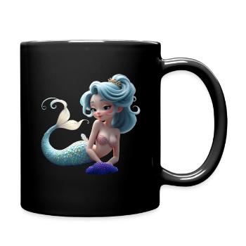 Reine des sirènes bleu corail - Mug uni - noir - Droite