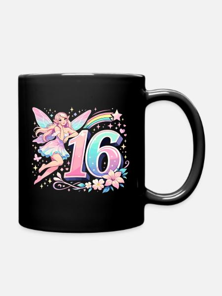 16. Geburtstag Elfe – Pastell Grafik Design - Tasse einfarbig - Schwarz