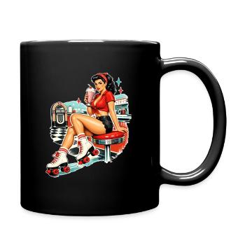 Fille rétro Pin-Up : style roller roller diner des années 50 - Mug uni - noir - Droite