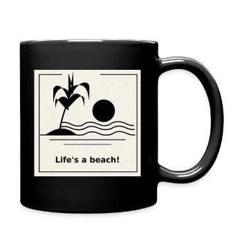 Minimalstrand Palmenbild am Strand - Tasse einfarbig - Schwarz - Rechts