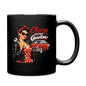 Pin-Up vintage : classe avec un peu d’essence - Mug uni - noir - Droite