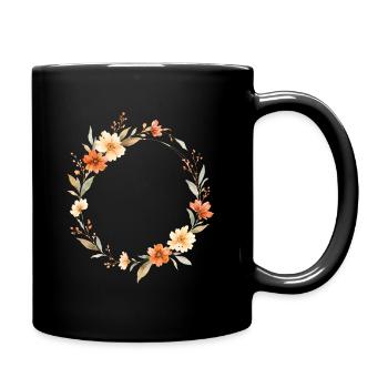 Couronne florale bohème personnalisable - Mug uni - noir - Droite