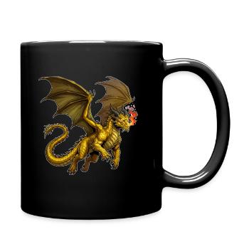 Dragon doré en vol - Mug uni - noir - Droite