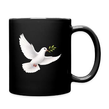 Colombe blanche avec rameau d’olivier - Colombe de la paix - Mug uni - noir - Droite