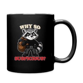 Why So Suspicious Funny Raccoon Thief Mascot Tee - Full Colour Mug - black - Right