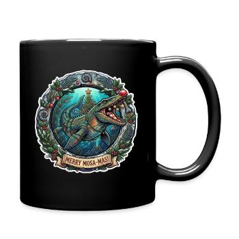 Underwater dinosaur with fairy lights - Full Colour Mug - black - Right