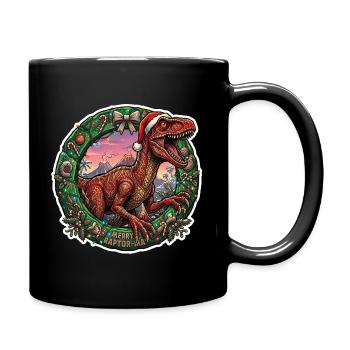 Couronne de Noël de Rapace - Festive de Dino - Mug uni - noir - Droite