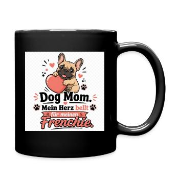 Frenchie Dog Mom HerzDesign - Tasse einfarbig - Schwarz - Rechts