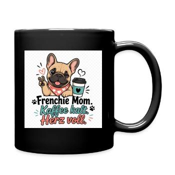 Frenchie Mom Kaffee Herz - Tasse einfarbig - Schwarz - Rechts
