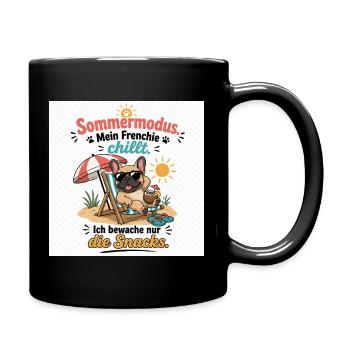 Sommermodus Frenchie Snacks - Tasse einfarbig - Schwarz - Rechts