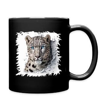 Schneeleopard Durchbruch Design - Tasse einfarbig - Schwarz - Rechts