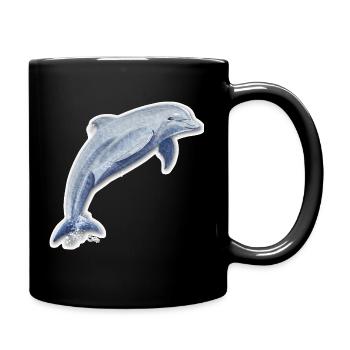 Delfin Glückssprung - Sonja von Staden - Tasse einfarbig - Schwarz - Rechts