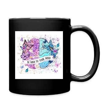 Be kind to your mind – Butterfly Heart - Full Colour Mug - black - Right