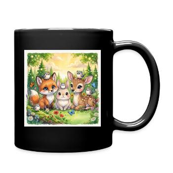 Amis mignons des bois – Fantasme Renard, Lapin et Cerf - Mug uni - noir - Droite