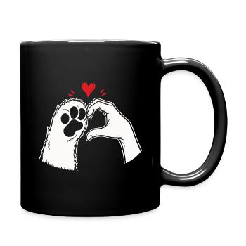 T-shirt Amour de Chat Patte Main Coeur - Mug uni - noir - Droite