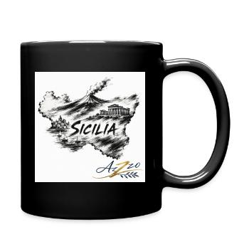 AZZO Sizilien Skizzenkarte - Tasse einfarbig - Schwarz - Rechts