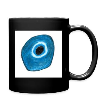 Blaues Auge in Kreisform - Tasse einfarbig - Schwarz - Rechts