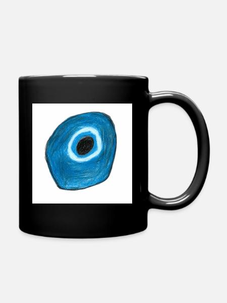Blue eye in a circle shape - Full Colour Mug - black