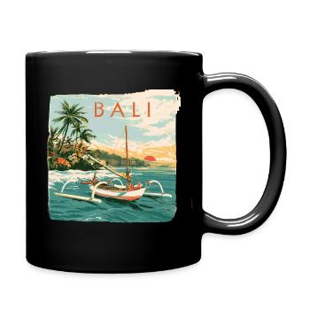Bali Tropenboot am Sonnenuntergang - Tasse einfarbig - Schwarz - Rechts