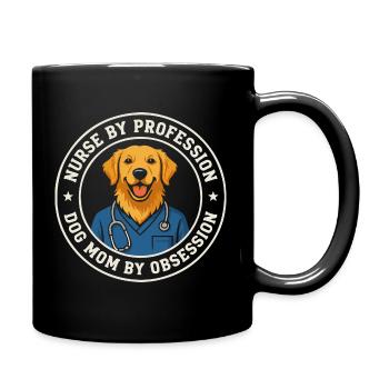 Krankenschwester von Beruf, Hundemutter aus Obsession - Tasse einfarbig - Schwarz - Rechts