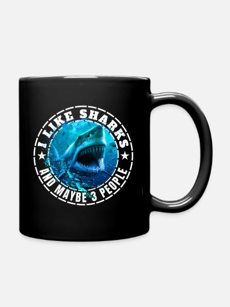 ICH MAG HAIE UND VIELLEICHT DREI LEUTE - Tasse einfarbig - Schwarz