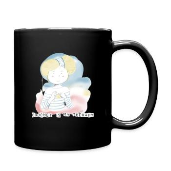 Häkeln ist meine Therapie - Tasse einfarbig - Schwarz - Rechts
