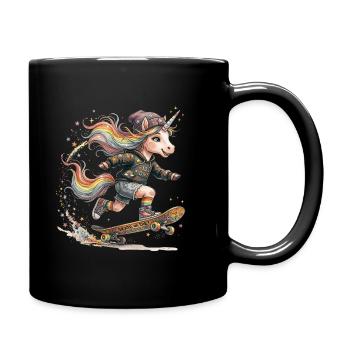 Skater unicorn with rainbow mane - Full Colour Mug - black - Right