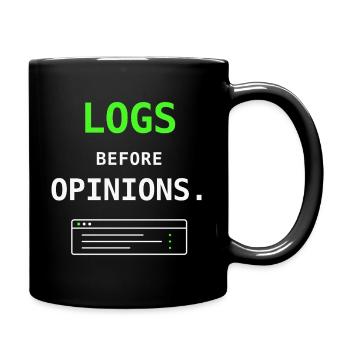 Logs Before Options IT Humor Sysadmin Geschenk - Tasse einfarbig - Schwarz - Rechts