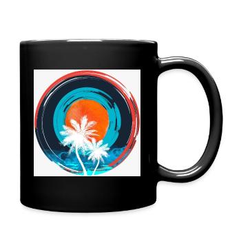 Palm Sonnenuntergangskreis - Tasse einfarbig - Schwarz - Rechts