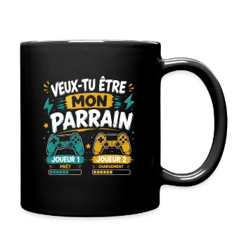 Veux-tu être mon parrain, Demande parrain gamer - Mug uni - noir - Droite
