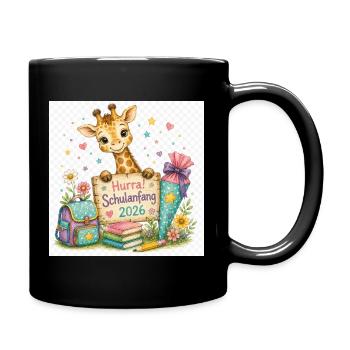 Giraffenstart 2026 Schulanfang - Tasse einfarbig - Schwarz - Rechts