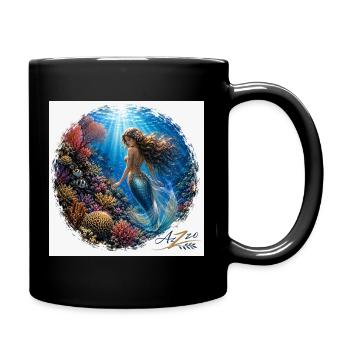 Unterwasser-Meerjungfrau im Riff - Tasse einfarbig - Schwarz - Rechts