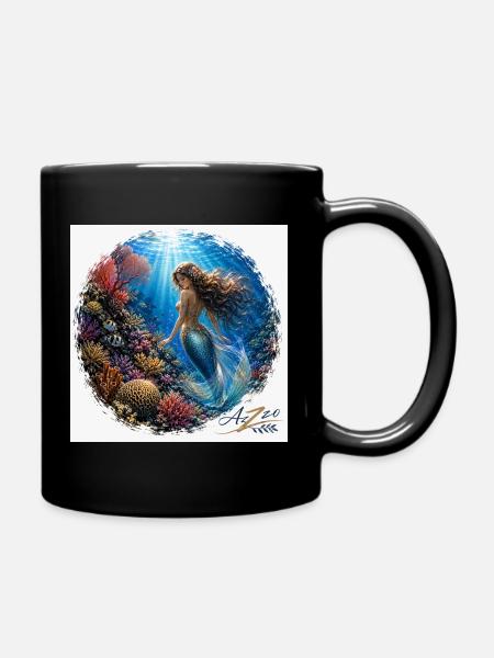 Underwater mermaid in the reef - Full Colour Mug - black