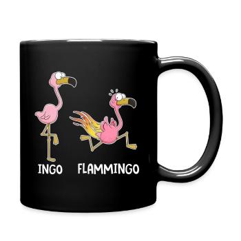 Ingo & Flammingo – Funny Flamingos - Full Colour Mug - black - Right